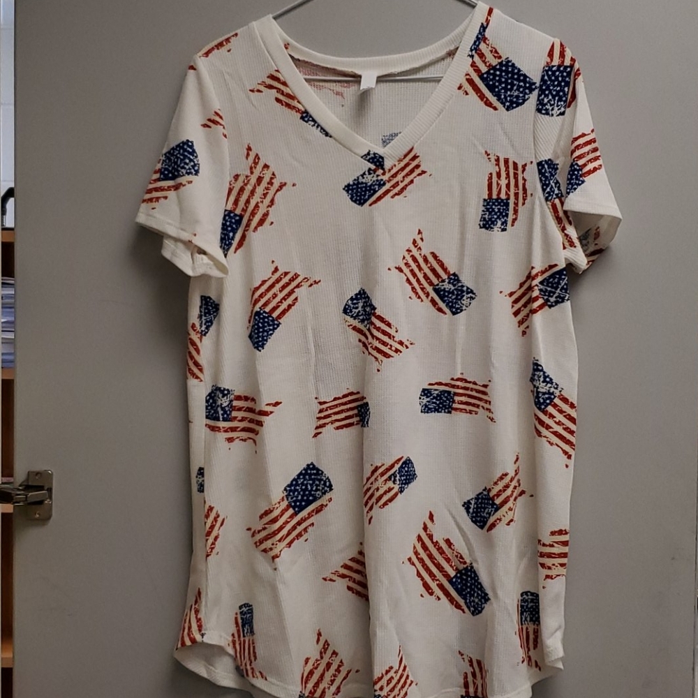 New Honeyme flag waffle knit top sz L